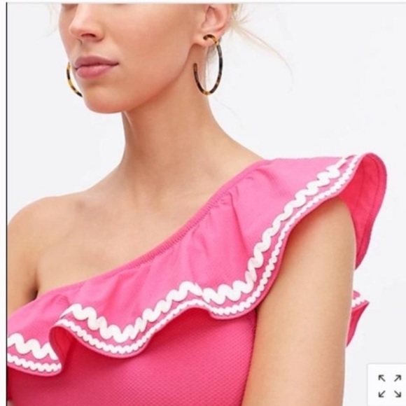 NWT / Never Been Worn J.Crew Pink One Shoulder Swim - Picture 4 of 7